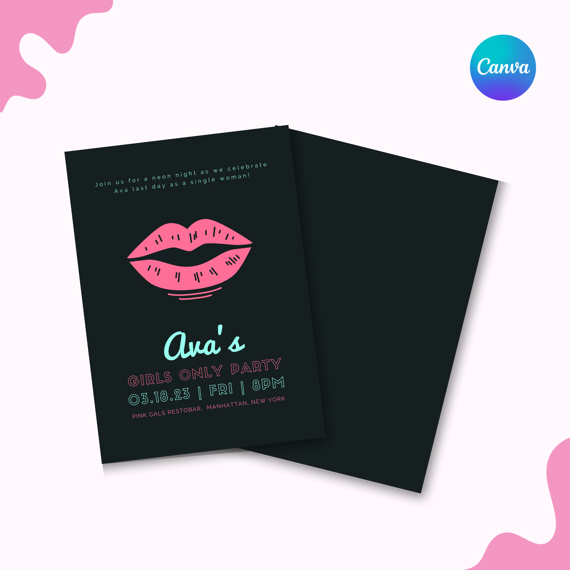 Neon Lip Invitation