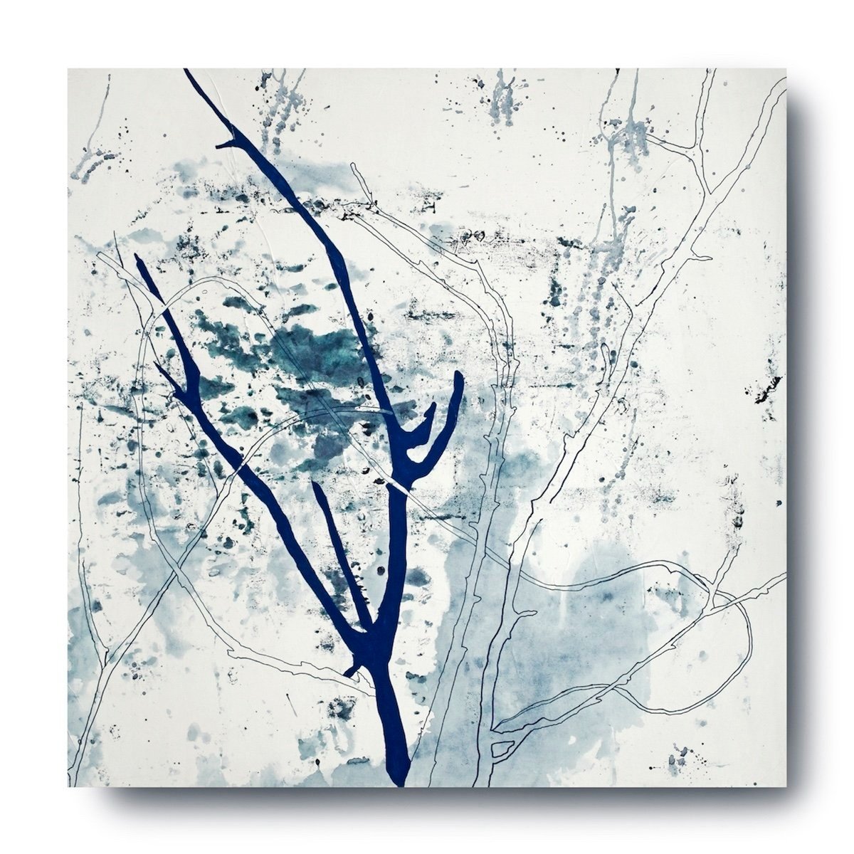 Aftermath III, 2023, mixed media (acrylic, oil-based pens, Japanese kozo paper), 30" x 30" on 2" cradle board