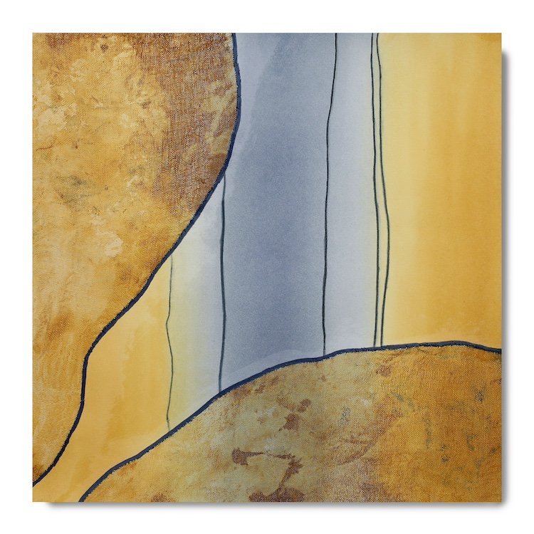 #17: April 27, 2024, mixed media: (acrylic, oil-based pens, fabric), 14.5" x 14.5"