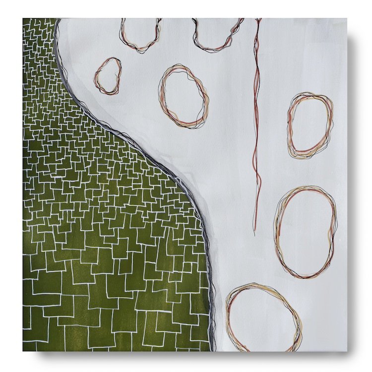 #22: June 8, 2024, mixed media (water soluble graphite, acrylic, oil-based pens), 14.5" x 14.5"
