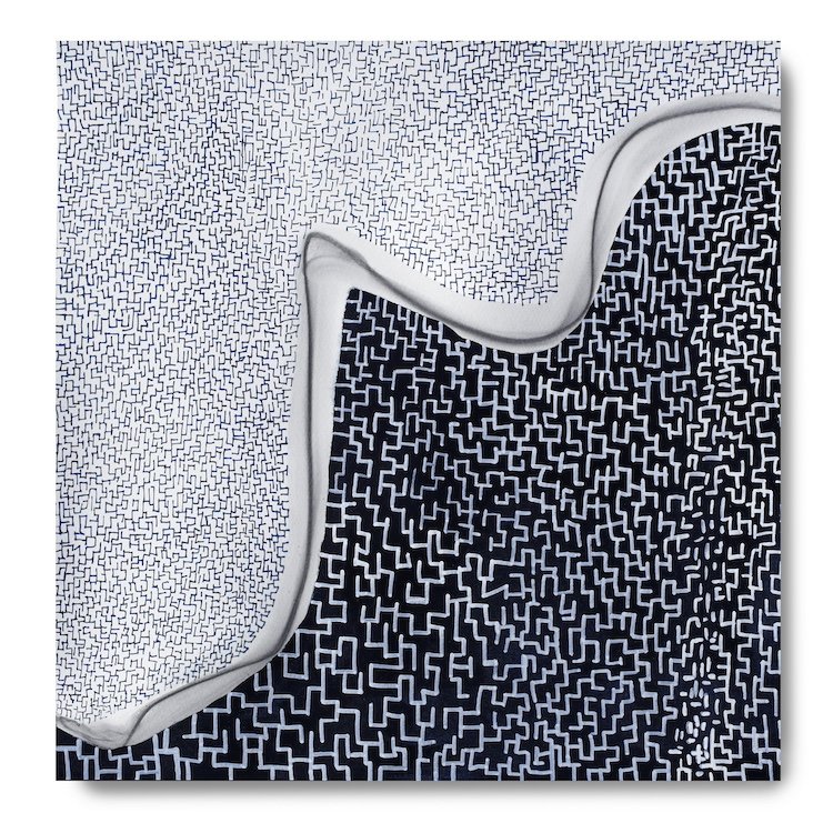 #20: May 18, 2024, mixed media (water soluble graphite, acrylic, oil-based pens), 14.5" x 14.5"