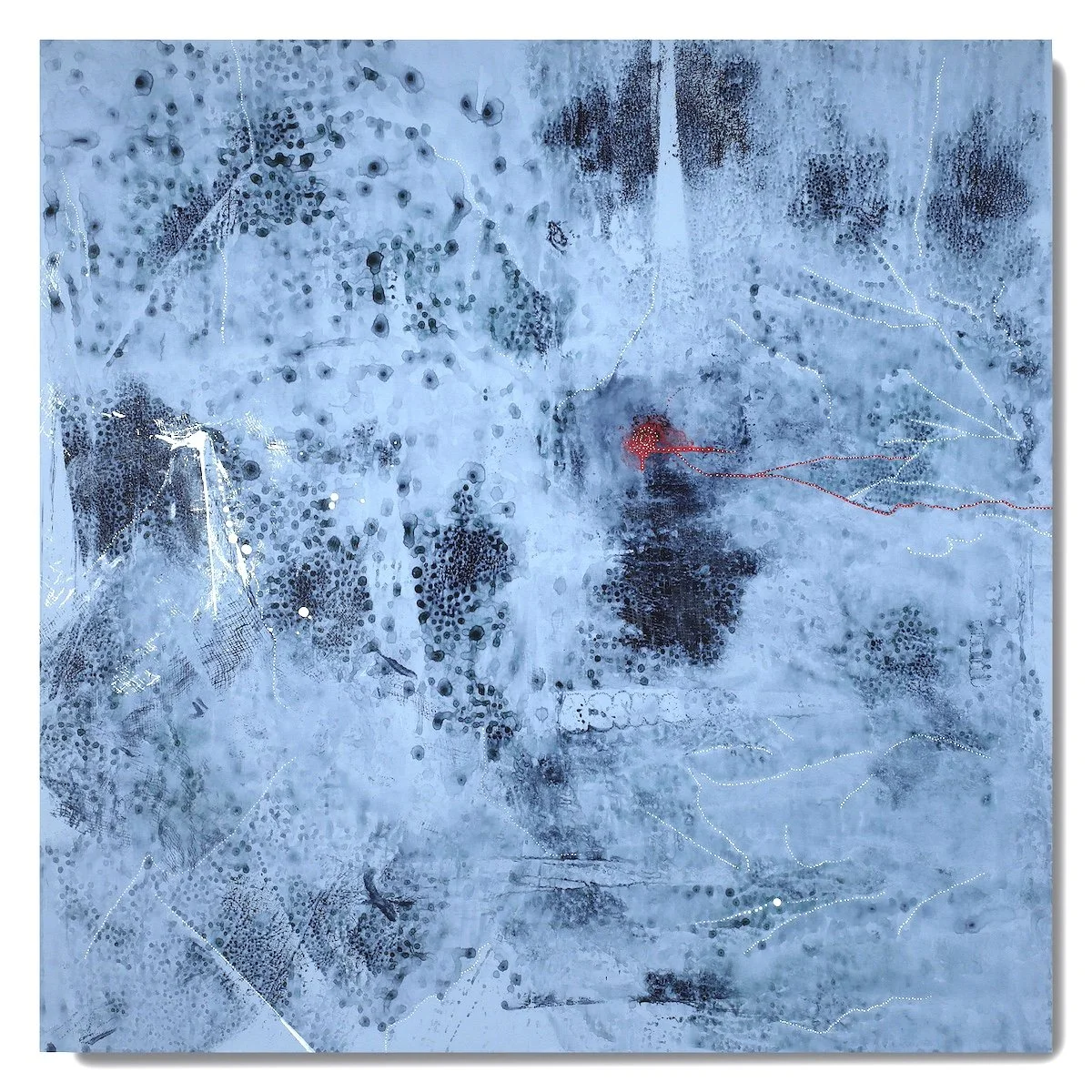 Air Passages, 2020, mixed media (acrylic & oil-based pens), 30" x 30" on 2" cradle board