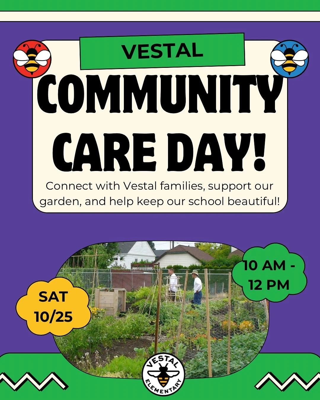 The Grounds &amp; Garden Green Team is back at it! 🌿

Join us for Community Care Day this Saturday, 10&ndash;12pm at Vestal.

We&rsquo;ll tackle blackberries, pokeweed, and bindweed, clean up the schoolyard, and make our green spaces shine.

It&rsqu