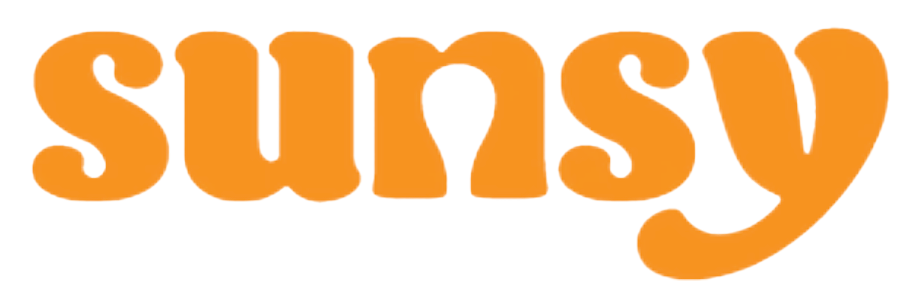 The word "SUNSY" written in orange, stylized font with a wavy underline.