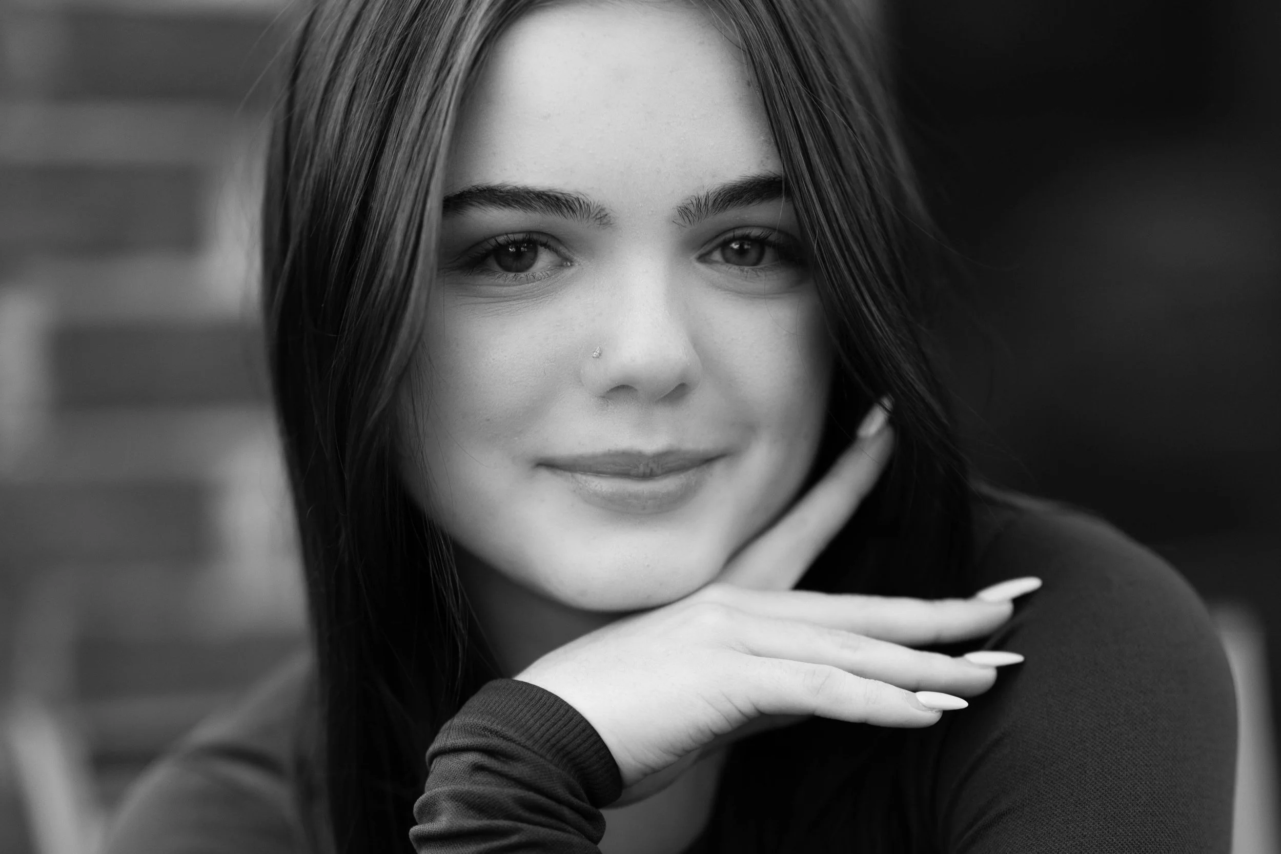 Black and white close-up portrait