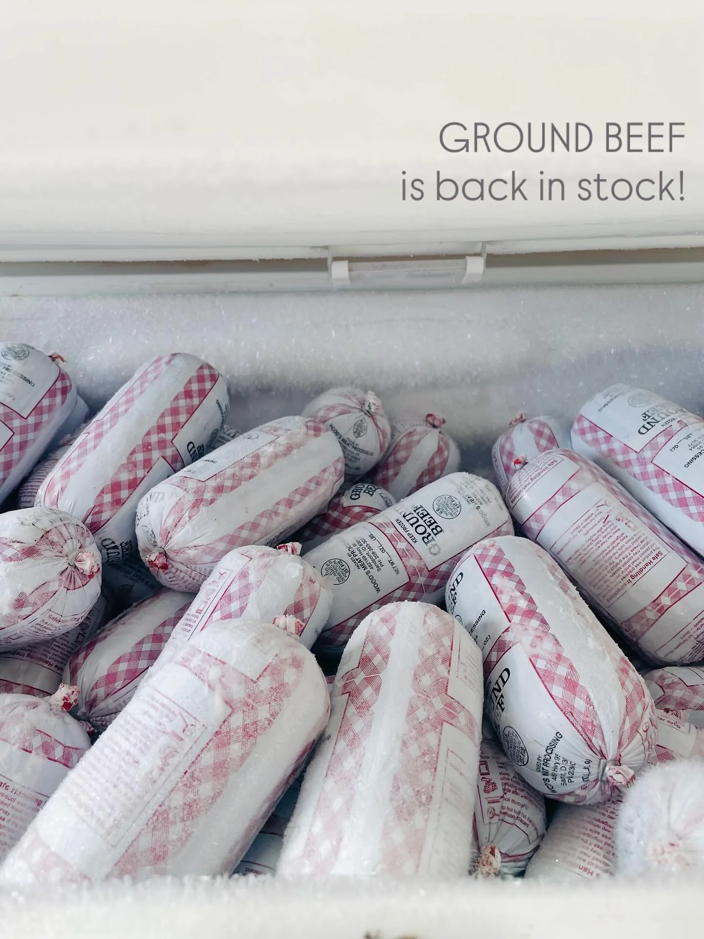 Pasture raised, local ground beef. $8/lb. Grass fed, grain finished. Stock up before it sells out again!