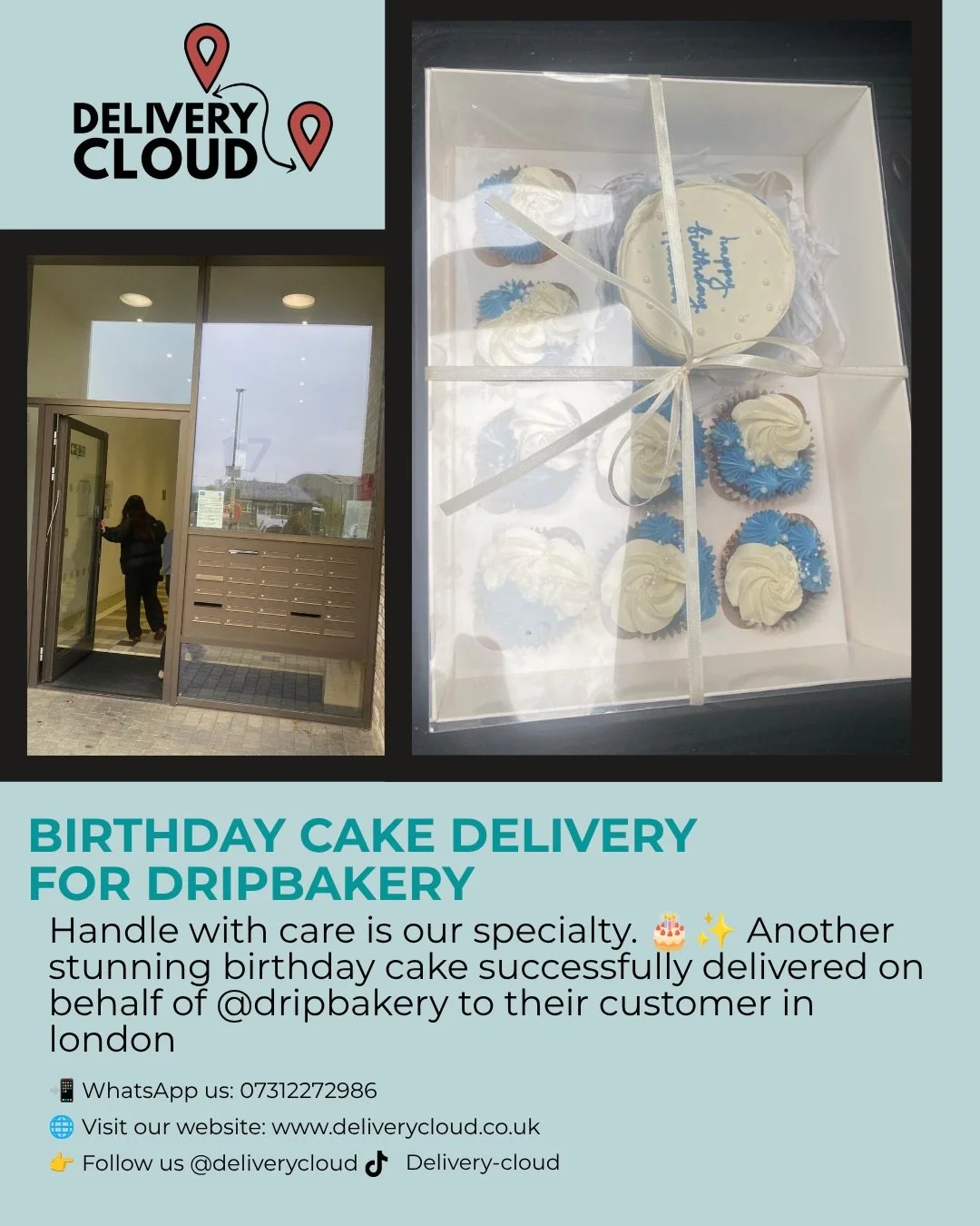 BIRTHDAY CAKE DELIVERY FOR DRIPBAKERY
Handle with care is our specialty.
* Another
stunning birthday cake successfully delivered on behalf of @dripbakery to their customer in london.
From intricate details to delicate toppings, we ensure your special