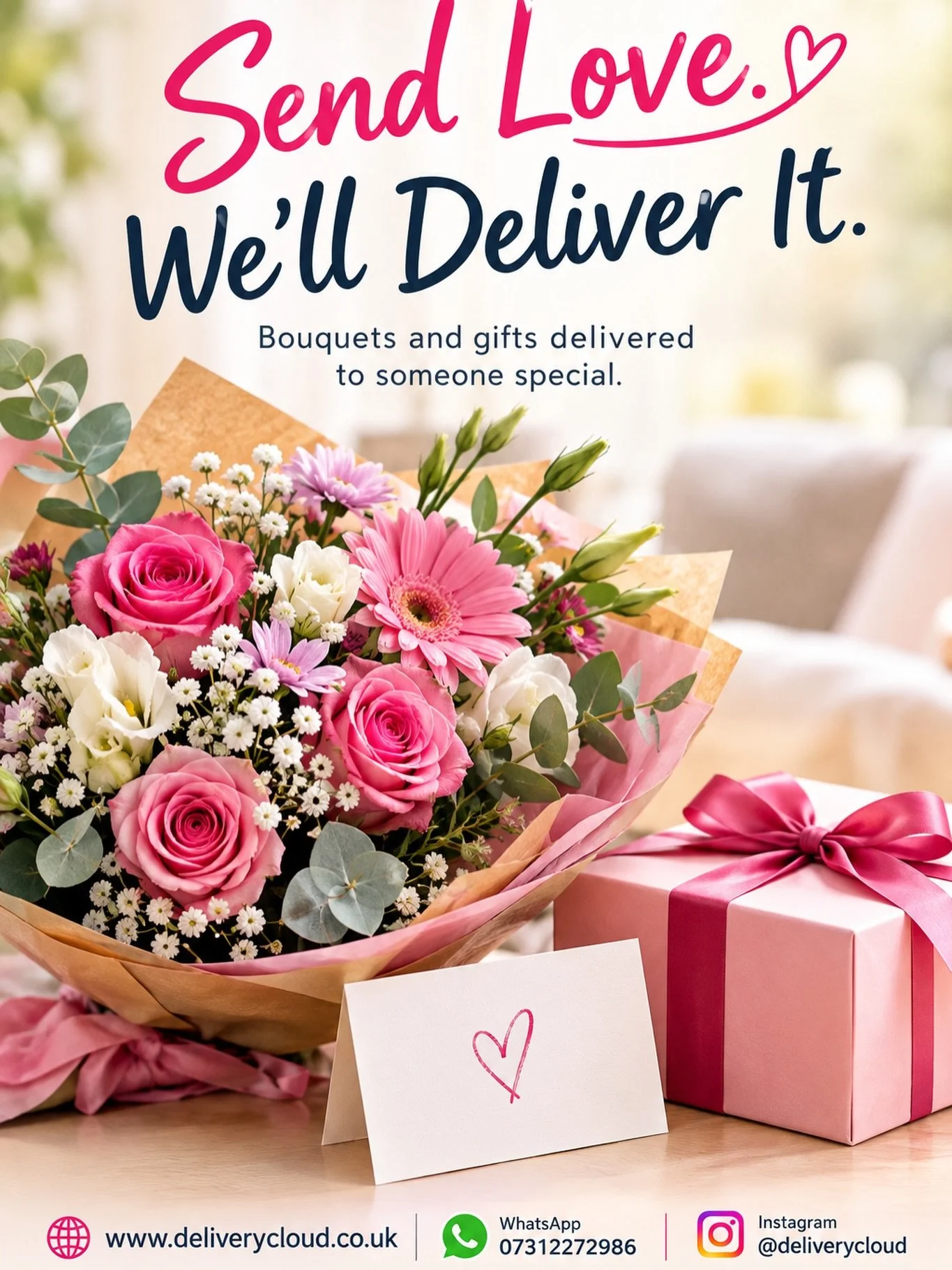 💐💖 Send Love. We&rsquo;ll Deliver It. 🎁✨

Make someone&rsquo;s day extra special with beautiful bouquets and thoughtful gifts, delivered with love right to their doorstep. 🌹🎀

Whether it&rsquo;s a surprise, a celebration, or simply a little remi