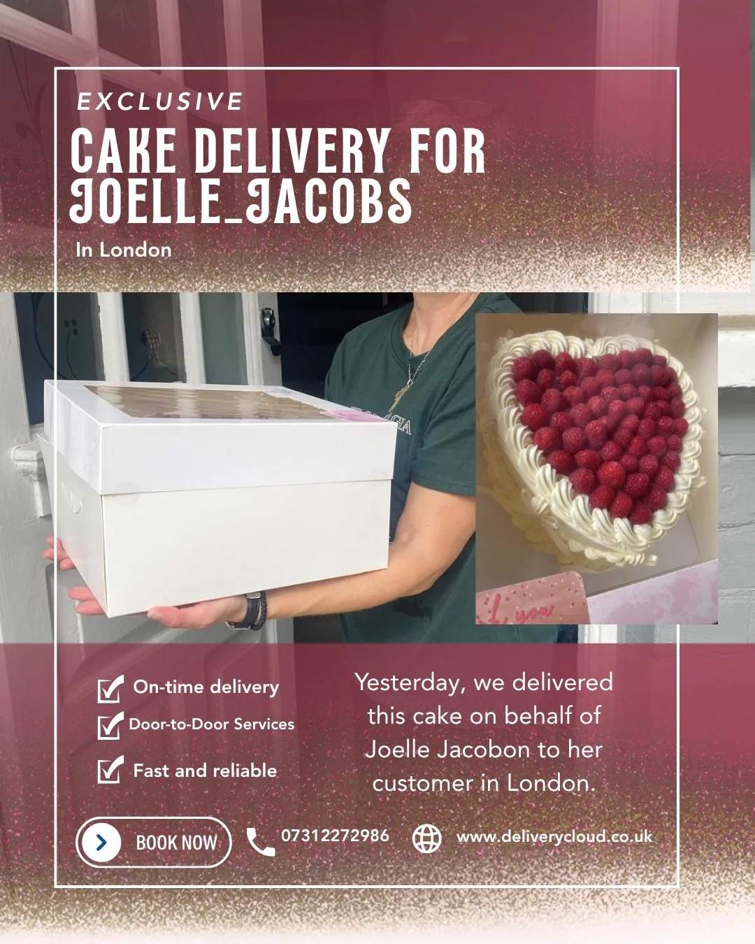 Yesterday, we delivered this cake on behalf of Joelle Jacobon to her customer in London.
Delicate cargo, delivered perfectly! 🎂✨
Last week, we had the pleasure of transporting this absolutely stunning, handcrafted cake  safely to its destination on 