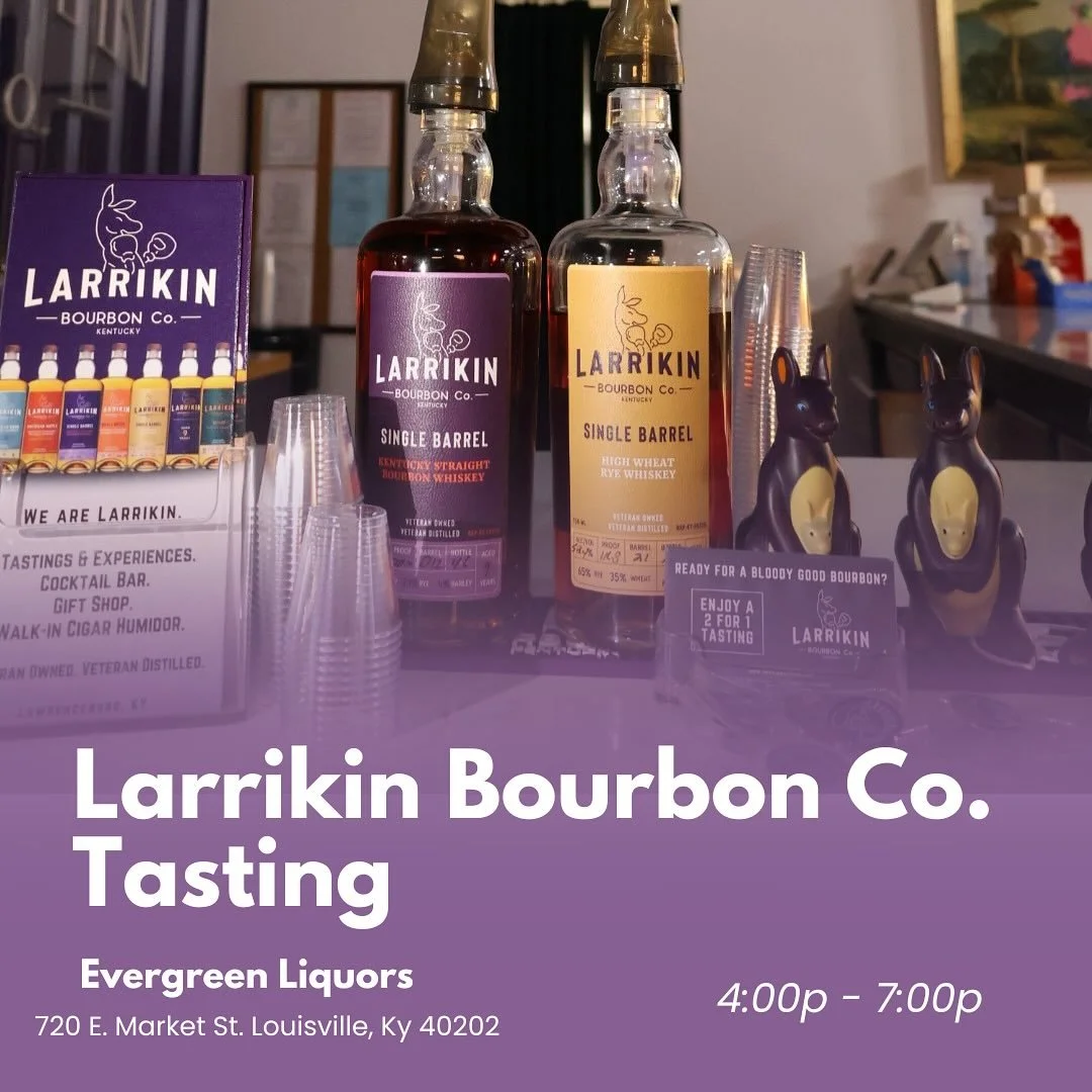 We will be at Evergreen Liquors on E Market St. tonight from 4-7p! Come getcha a taste 🥃