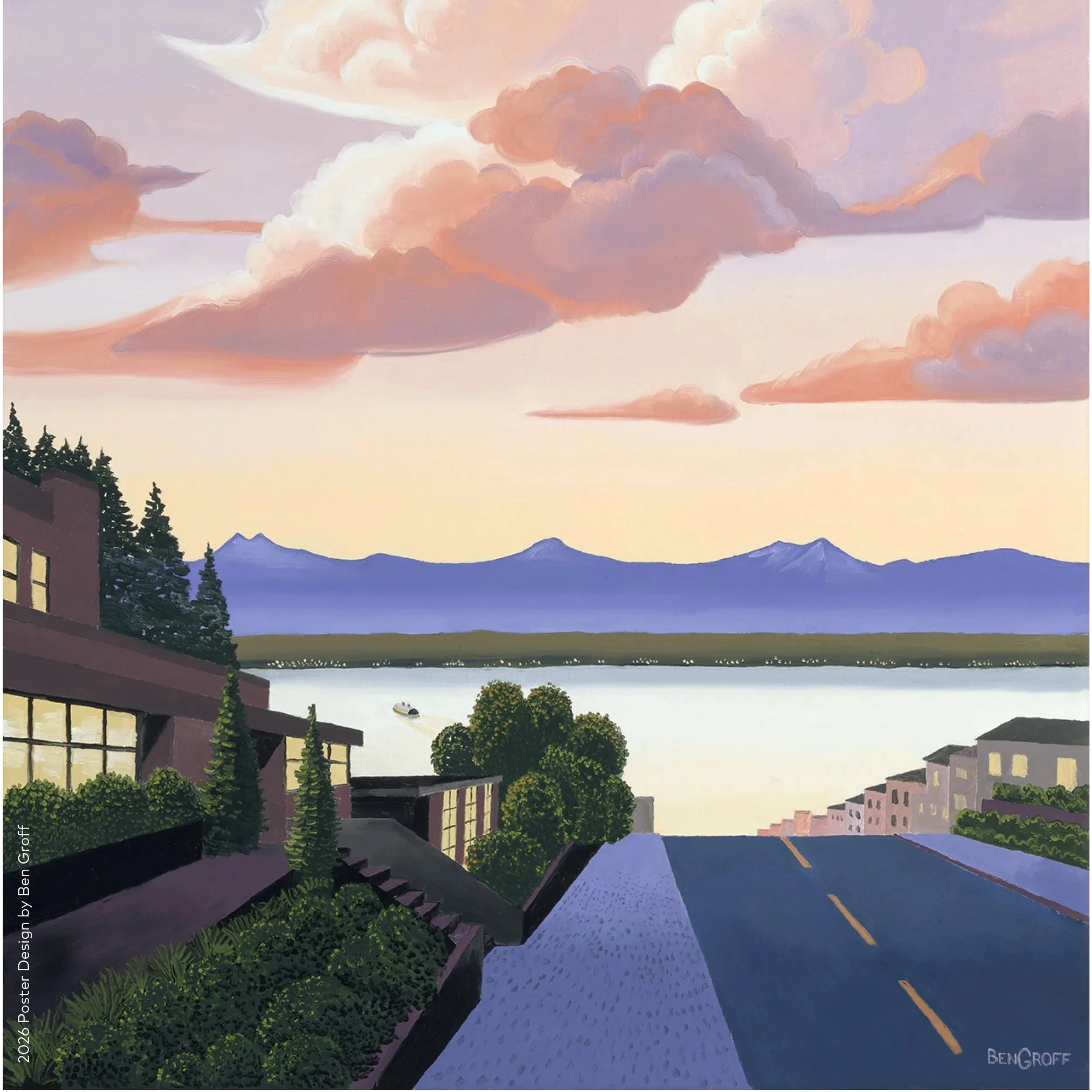Twilight over the Festival’s Front Door: Frances Anderson Center inspires the 2026 Edmonds Arts Festival Poster 