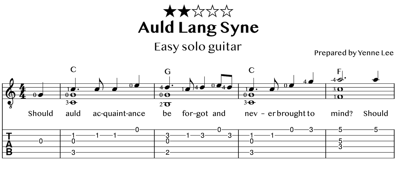 Auld Lang Syne - Easy Solo