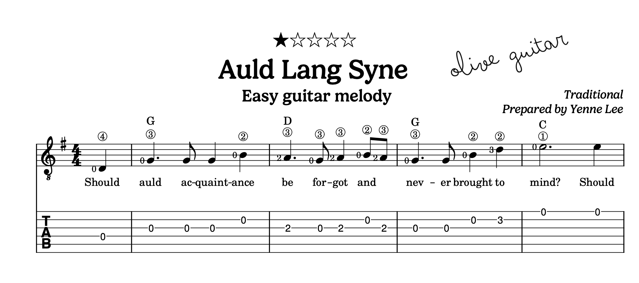 Auld Lang Syne (Melody) - Easy