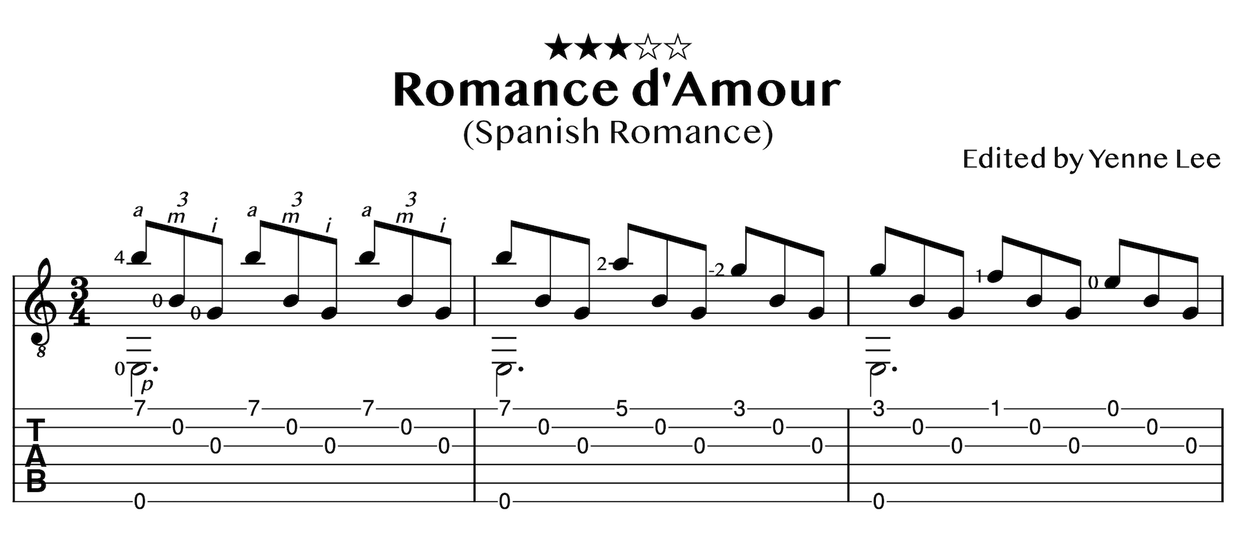 Romance d'Amour - Intermediate Solo