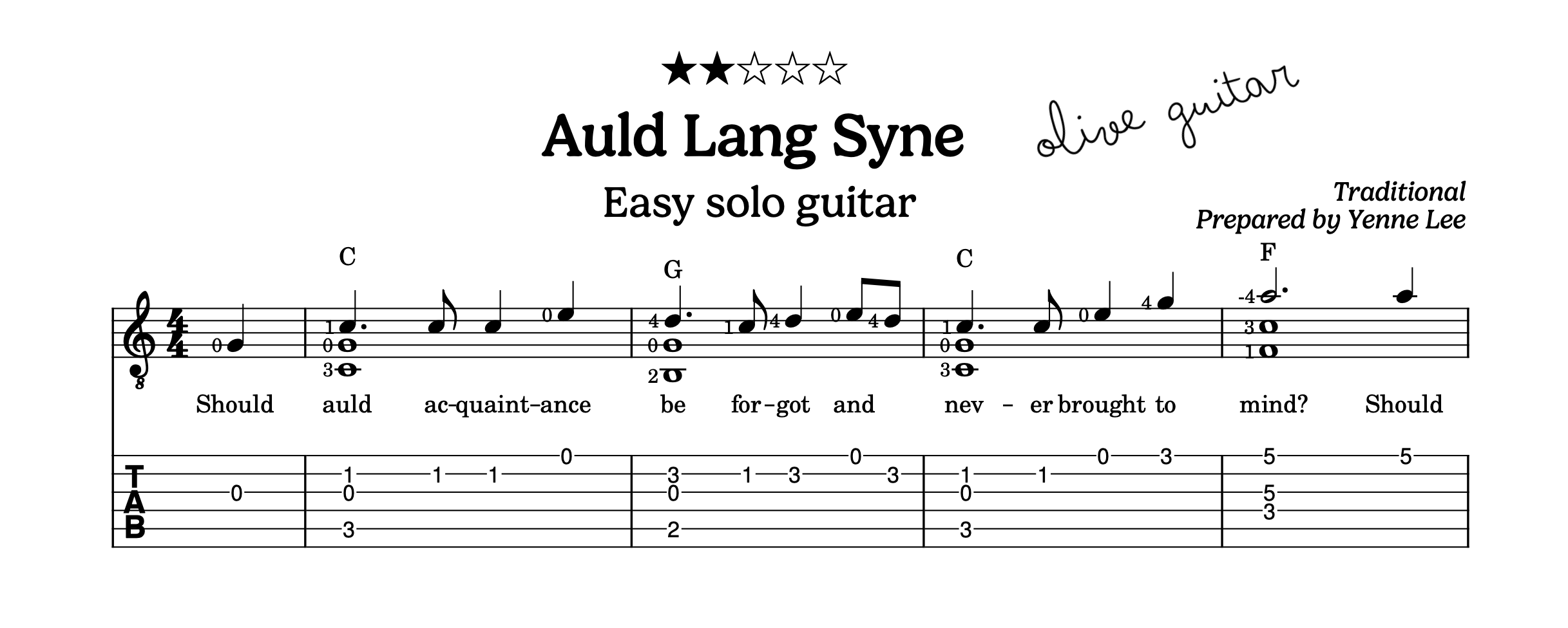 Auld Lang Syne - Easy Solo