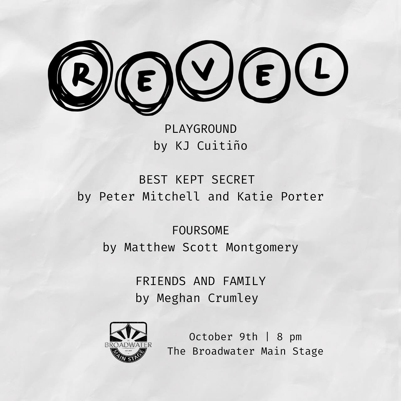 @revelreadings is thrilled to announce the amazing writers and their titles in our October 9th lineup ✨ Stay tuned for more announcements! 

We&rsquo;re almost sold out! Limited seating at @thebroadwaterla, so please rsvp with the link in our bio! 🪩