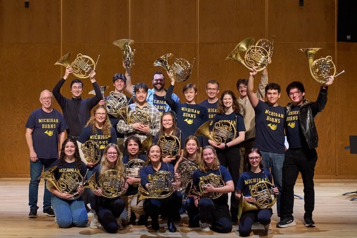 A horn masterclass led by BPO member Sarah Willis at U-M. Courtesy of UMS