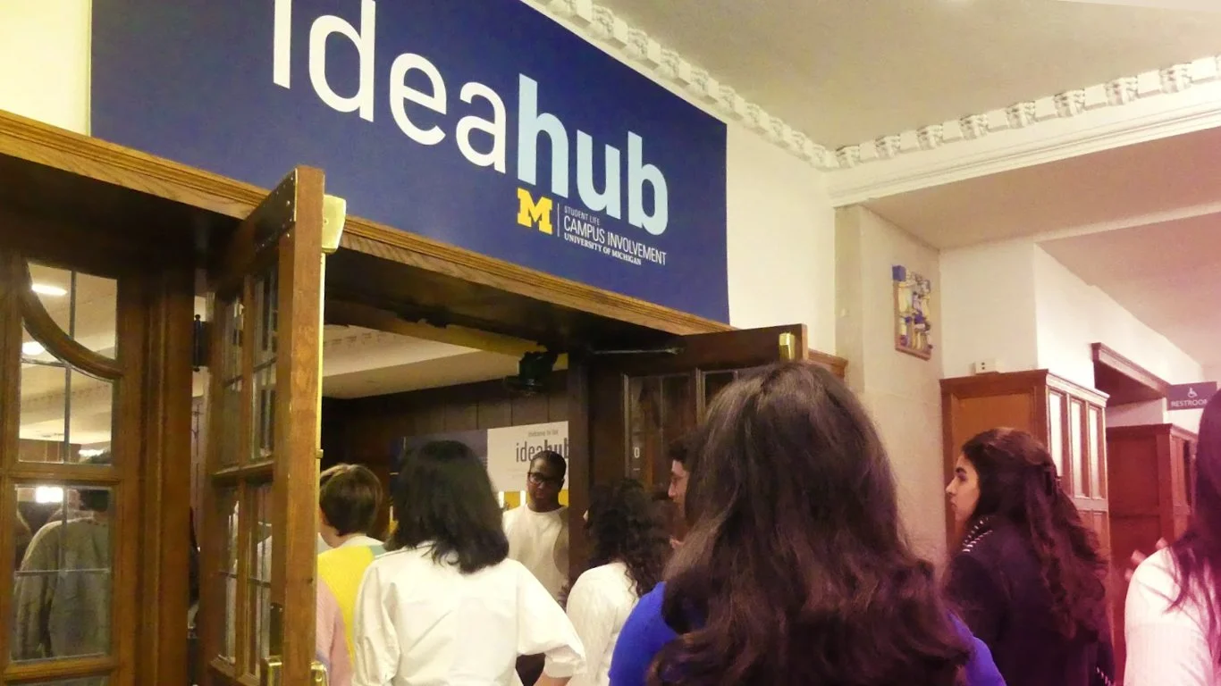 Students enter the Idea Hub in the Michigan Union