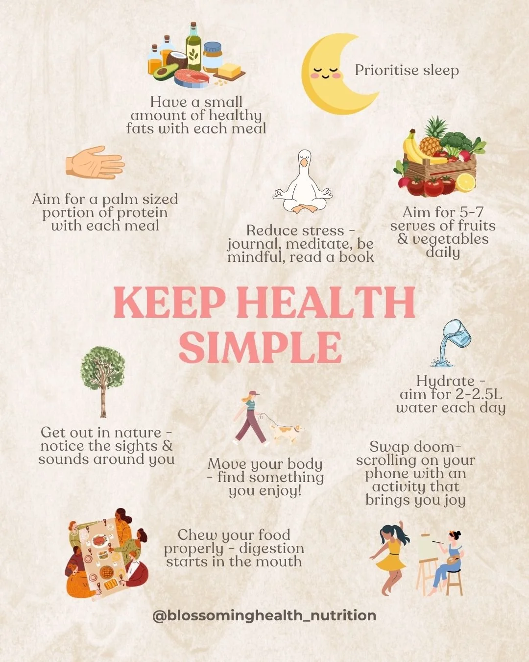 Being healthy doesn&rsquo;t have to be complicated! 

With so much information at our fingertips, it can feel overwhelming to know where to start - especially as a busy mum.

When it comes to supporting your physical and mental wellbeing, coming back