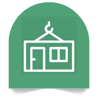 Line drawing of a manufactured home.