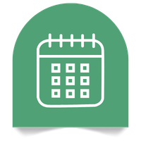 Icon of a calendar with a green background
