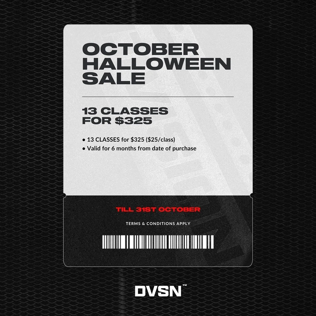 Spooky season&rsquo;s back🎃. 
Our HALLOWEEN 13-CLASS PACK is here till the end of the month - catch it while it&rsquo;s here! 

Purchase it now at your home studios via the DVSN APP - link in bio.

T-minus 12 days to THE PURGE 4.0. 
Is your team rea