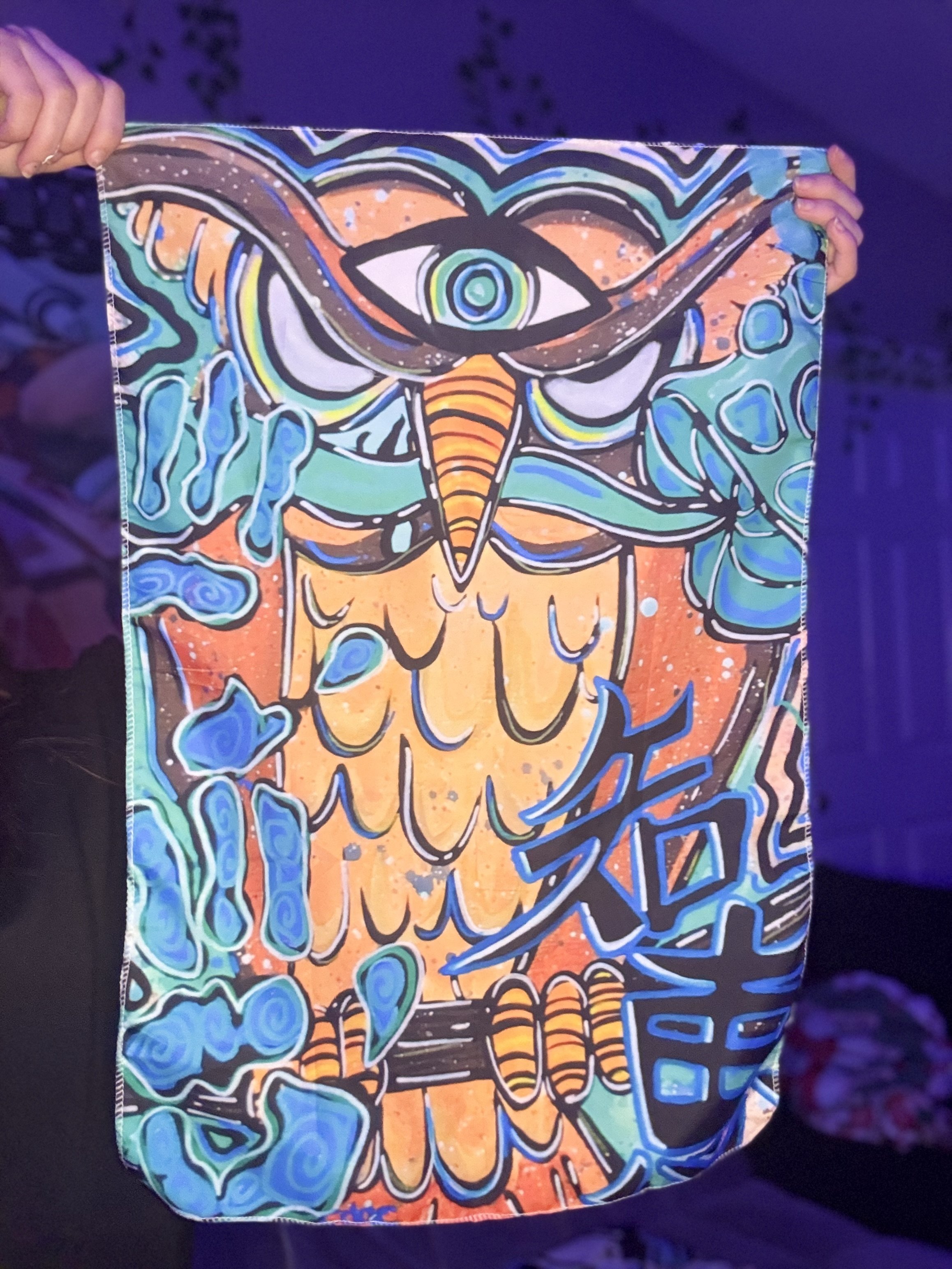 14x23’ Trippy Owl Tapestry