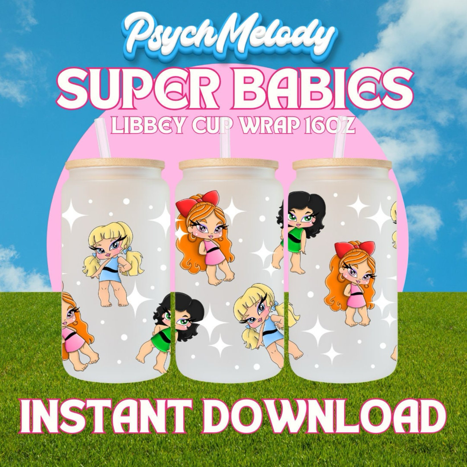 super babies 16oz Cup Wrap PNG