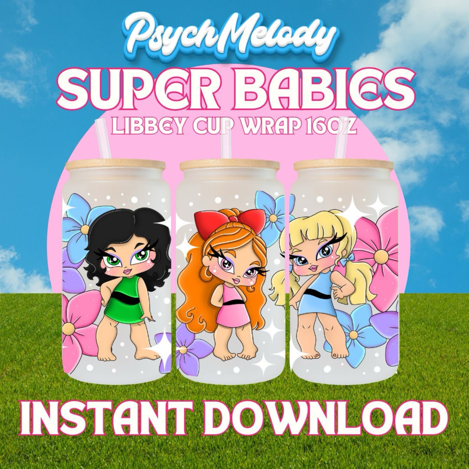 super babies 16oz Cup Wrap PNG