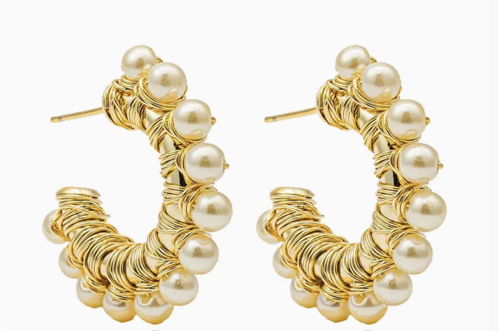 Pearl Wired Wrap Earrings