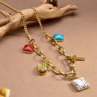 Wholesale-Jewelry-Y2K-Sweet-Cross-Heart-Shape-304-Stainless-Steel-Turquoise-Resin-Opal-18K-Gold-Plated-Plating-Inlay-Pendant-Necklace-main-image-3.jpeg
