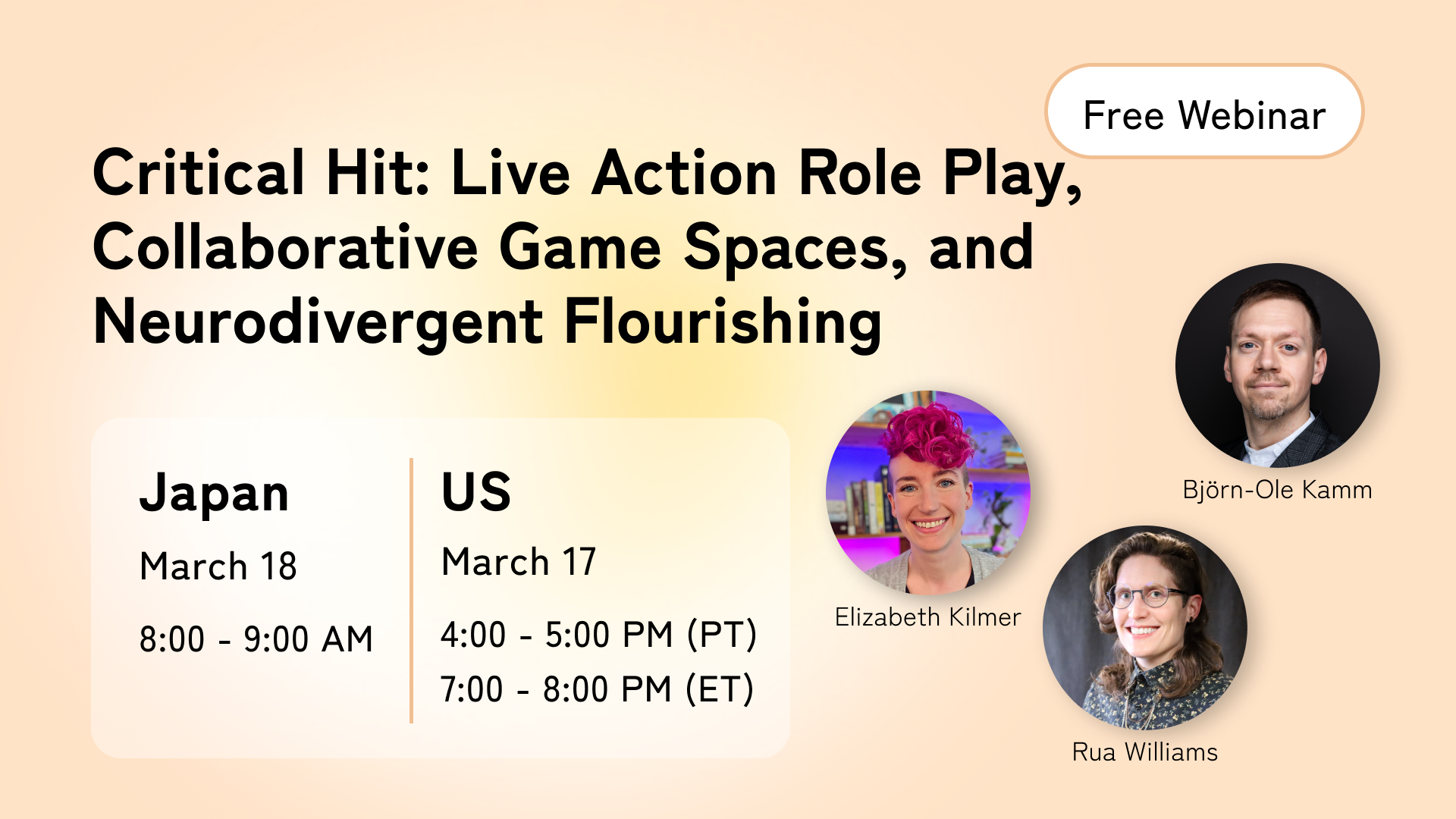 【Webinar】Critical Hit: Live Action Role Play, Collaborative Game Spaces, and Neurodivergent Flourishing｜クリティカルヒット：ライブアクション・ロールプレイと協働的ゲーム空間におけるニューロダイバージェントの豊かな成長