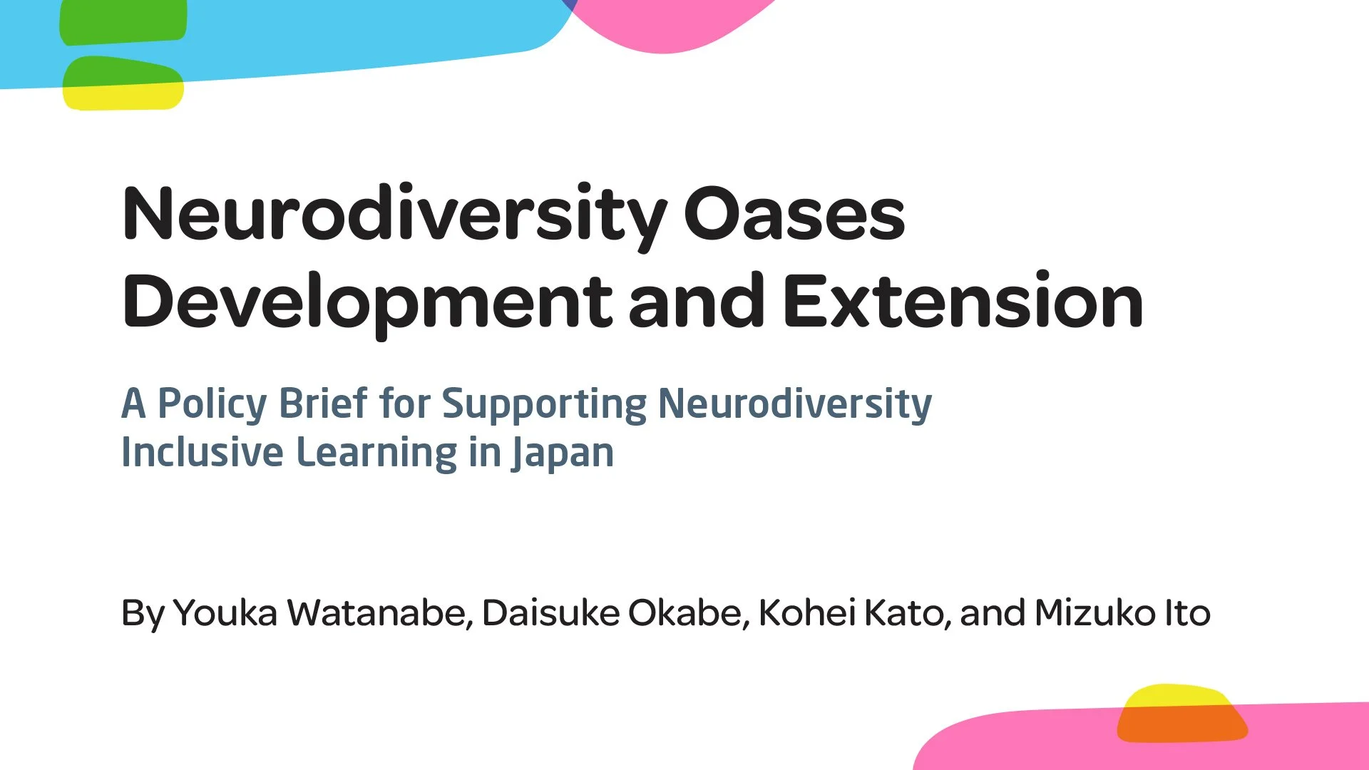 NODEs: Neurodiversity Oasis Development and Extension / ニューロダイバーシティ・オアシスの発達と拡張