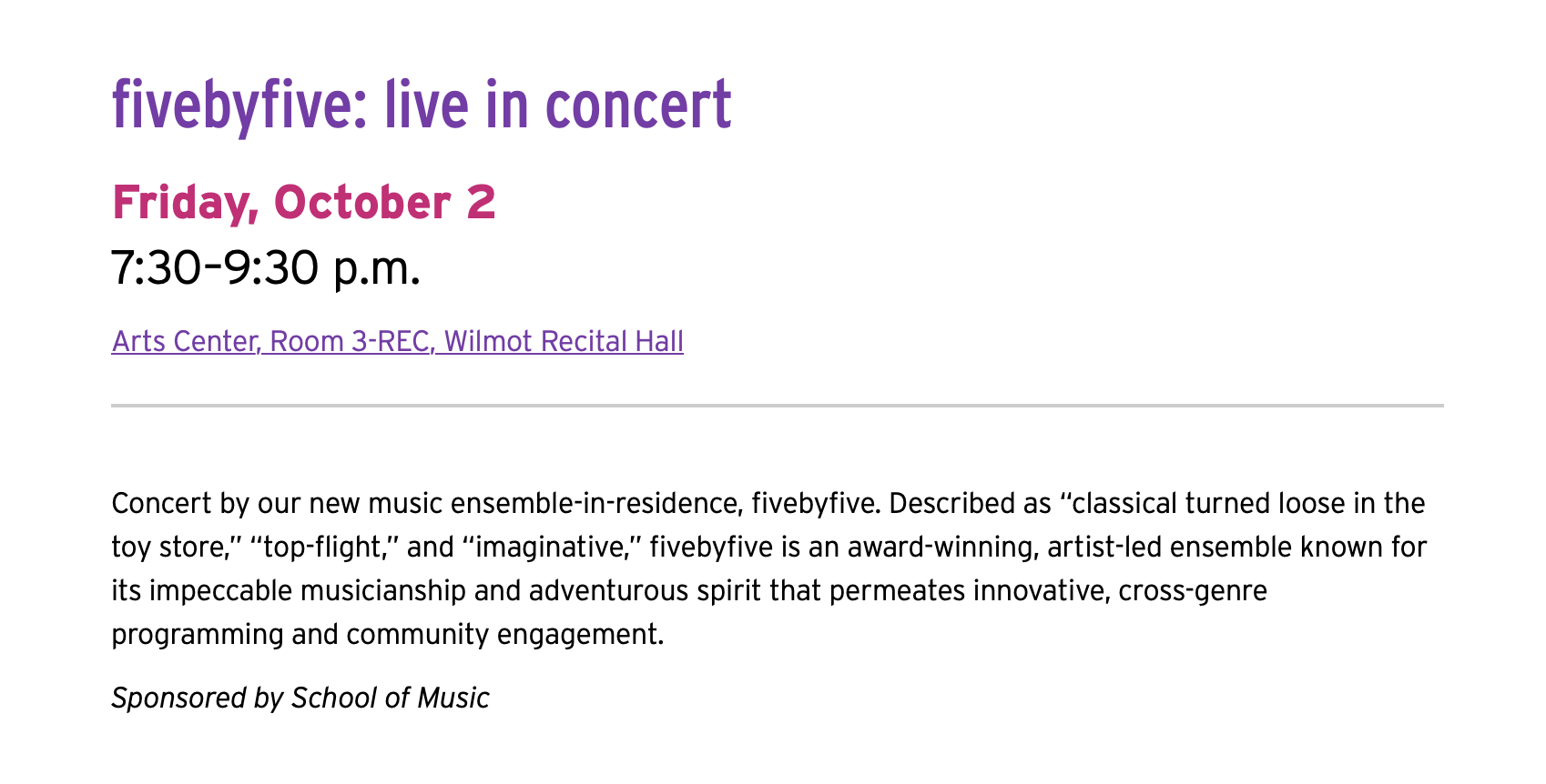 New Music with Fivebyfive: Live in Concert