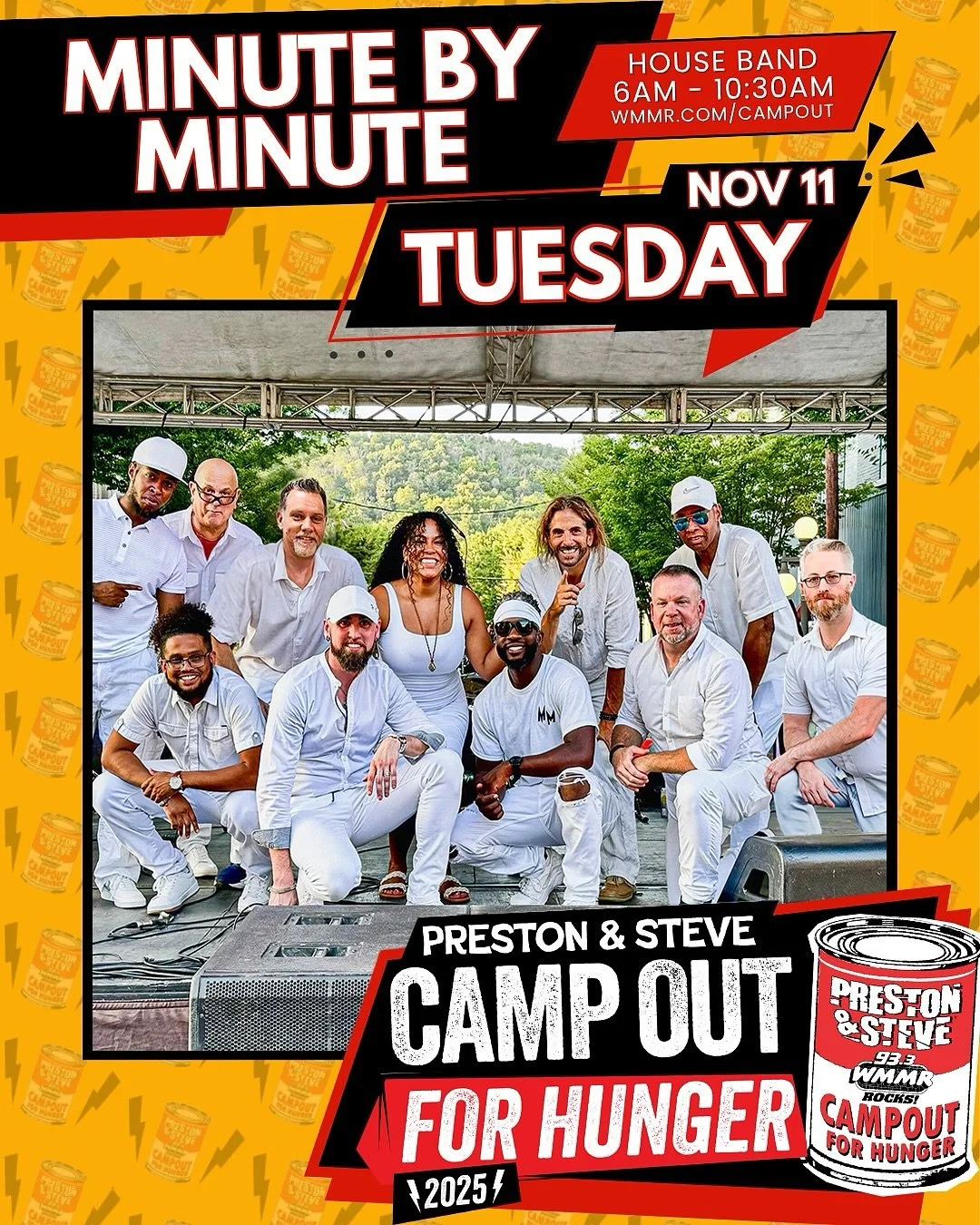 🎙️ Were you tuned into 93.3 WMMR and The Preston &amp; Steve Show this morning? 👀
They announced that Minute By Minute will be performing LIVE on the air as one of the Camp Out for Hunger house bands! 🙌

We&rsquo;re beyond excited to join Preston 
