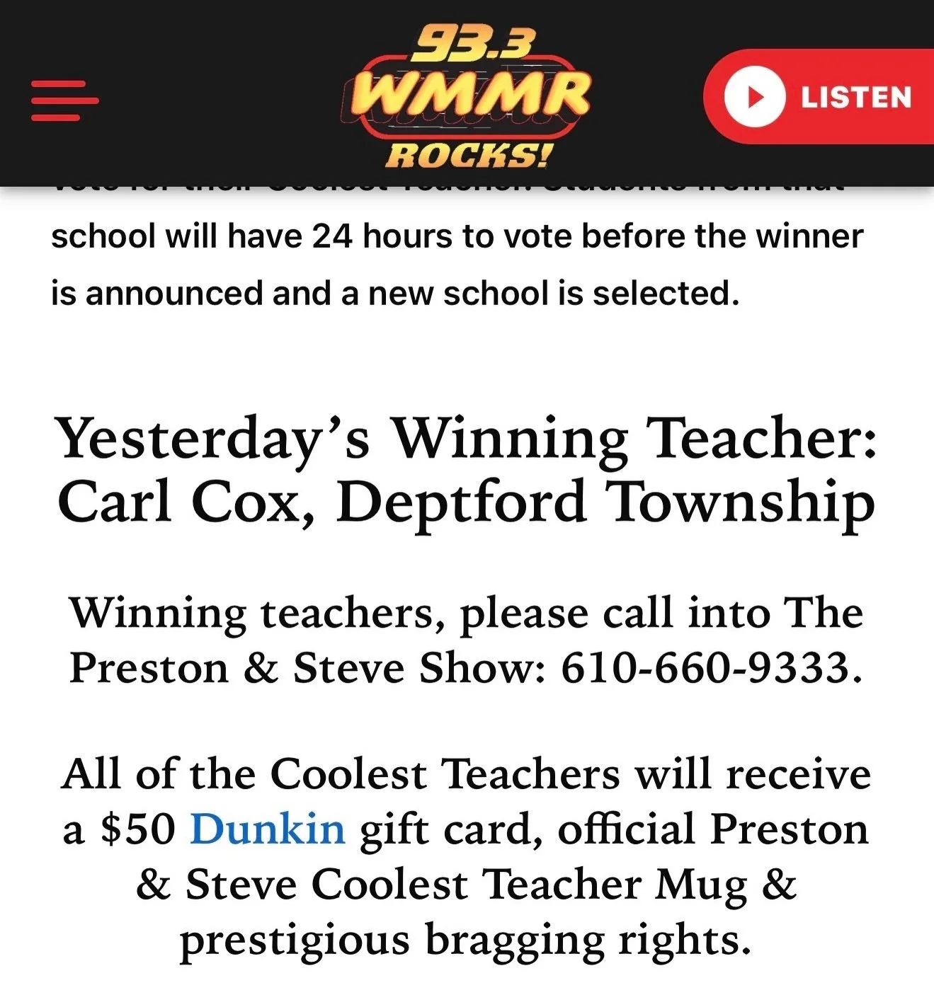 Huge congratulations to our brother and MXM saxophonist @carlsax1 on being voted Coolest Teacher on 93.3 WMMR&rsquo;s Preston &amp; Steve Show!

We are proud of Carl not only for what he does as a musician, but for what he does every day as a music e