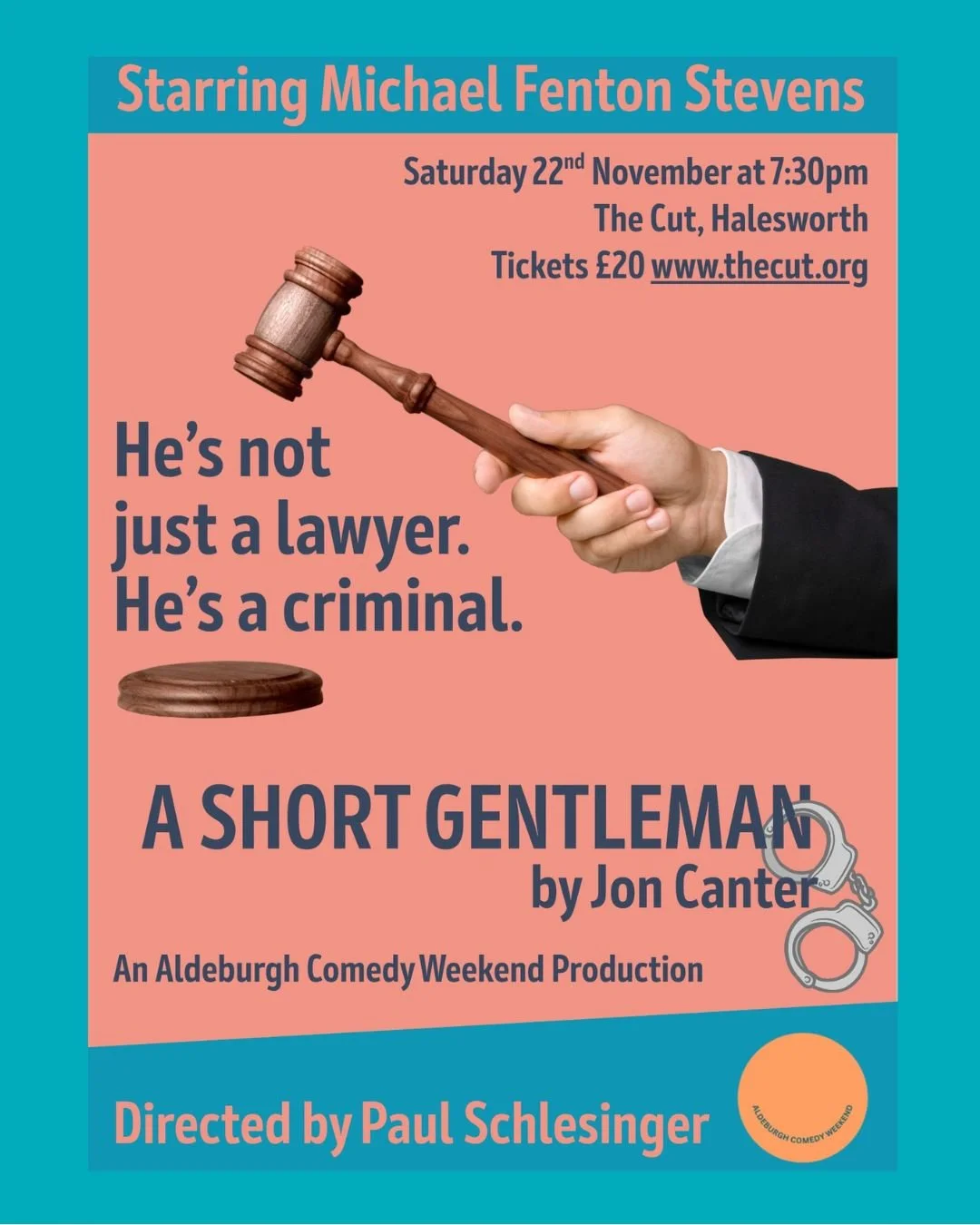 Our friends at The Aldeburgh Comedy Weekend are putting on an extra performance of Jon Canter's brilliantly funny play A Short Gentleman on Saturday Nov 22nd (7.30pm) @thecutartscentre, Halesworth following its sell out run @aldeburghjubileehall_

Ti
