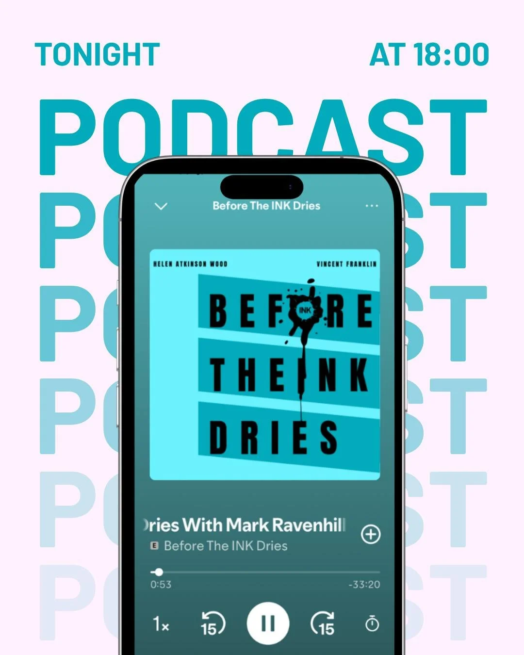 New podcast launch tonight - Search #BeforeTheINKDries

We&rsquo;re thrilled to be launching our brand-new INK podcast kicking things off with acclaimed writer Mark Ravenhill (@ravenhill.m)

Presented by our Patron #HelenAtkinsonWood and Trustee Vin@