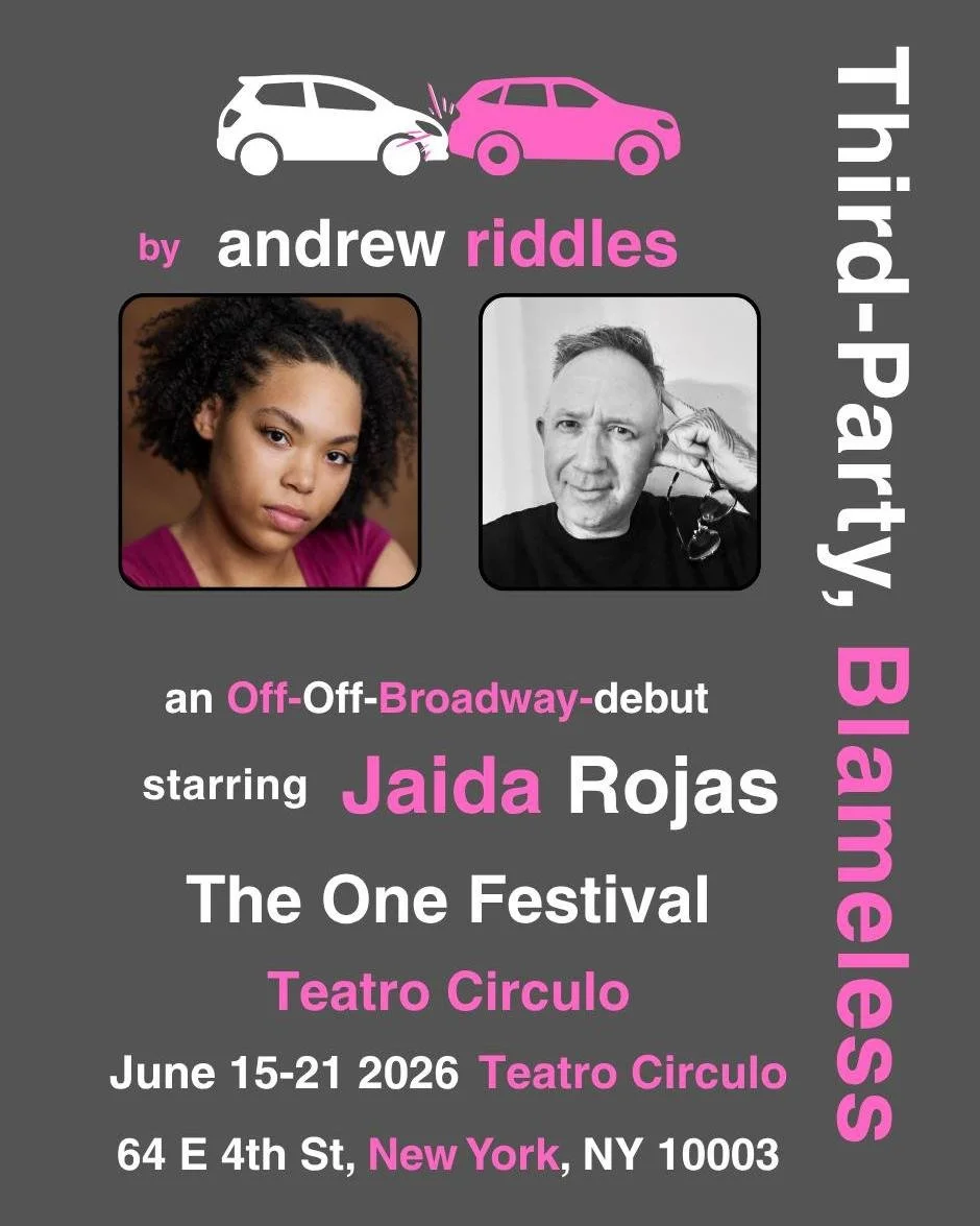 Thrilled to share that Third-Party, Blameless by @andrewriddleswrites, starring Jaida Rojas (@jayday_lol), will make its Off-Off-Broadway debut this June at @theonefestival.

Andrew previously appeared at INK Festival 2026 with The Badge and we&rsquo