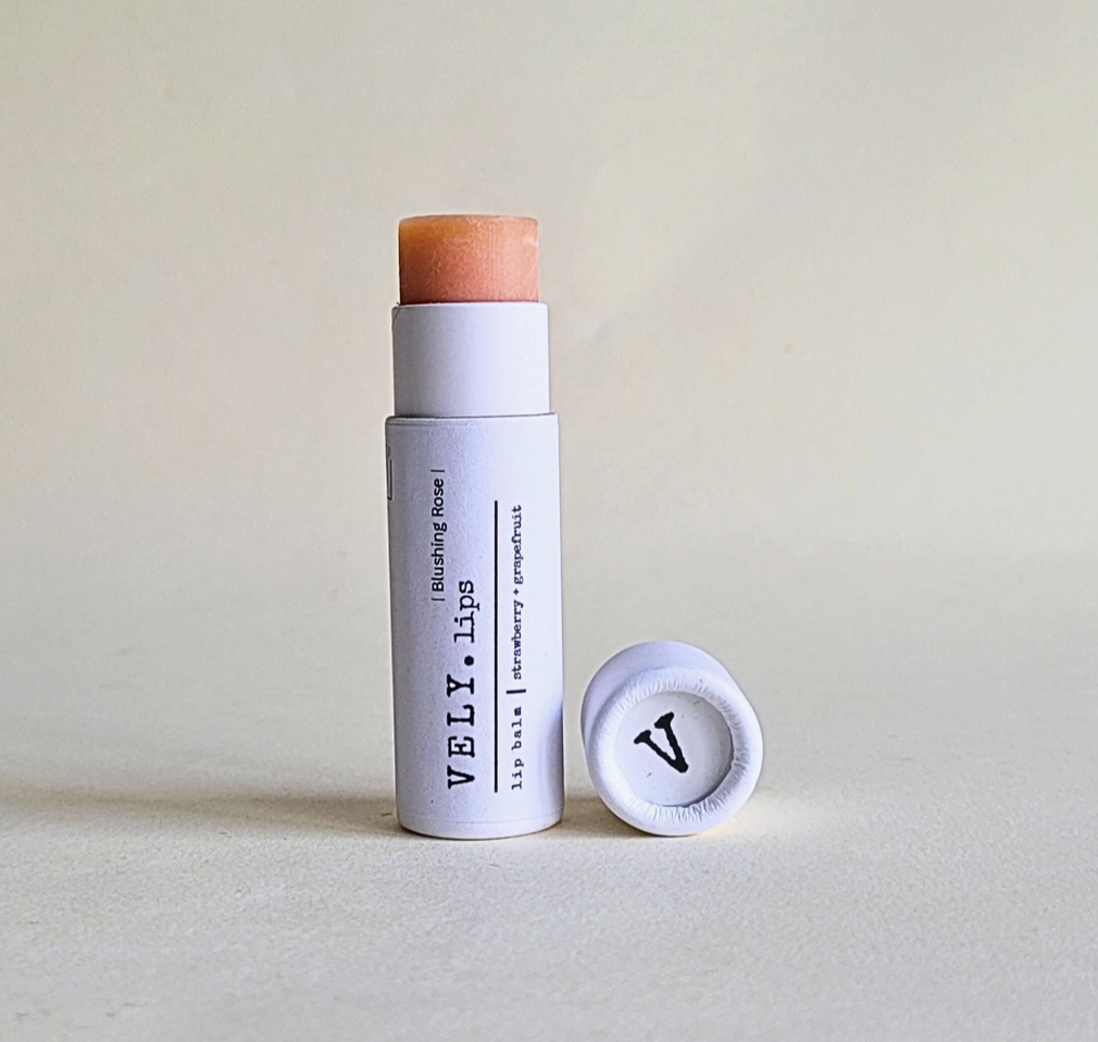 The Vely Soapery - Natural Tinted Lip Balm "Blushing Rose" with Grapefruit
