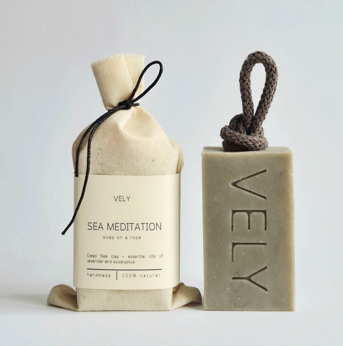 The Vely Soapery - Natural Handmade Soap On A Rope "Sea Meditation"