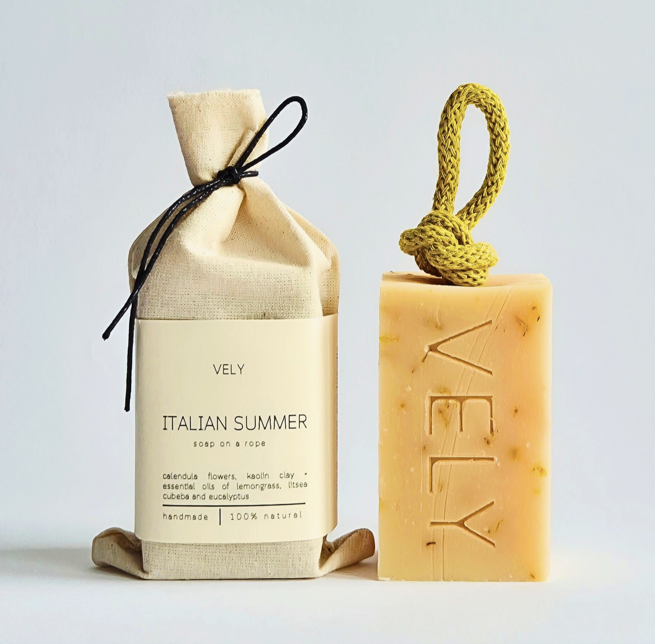 The Vely Soapery - Natural Handmade Soap On A Rope "Italian Summer"