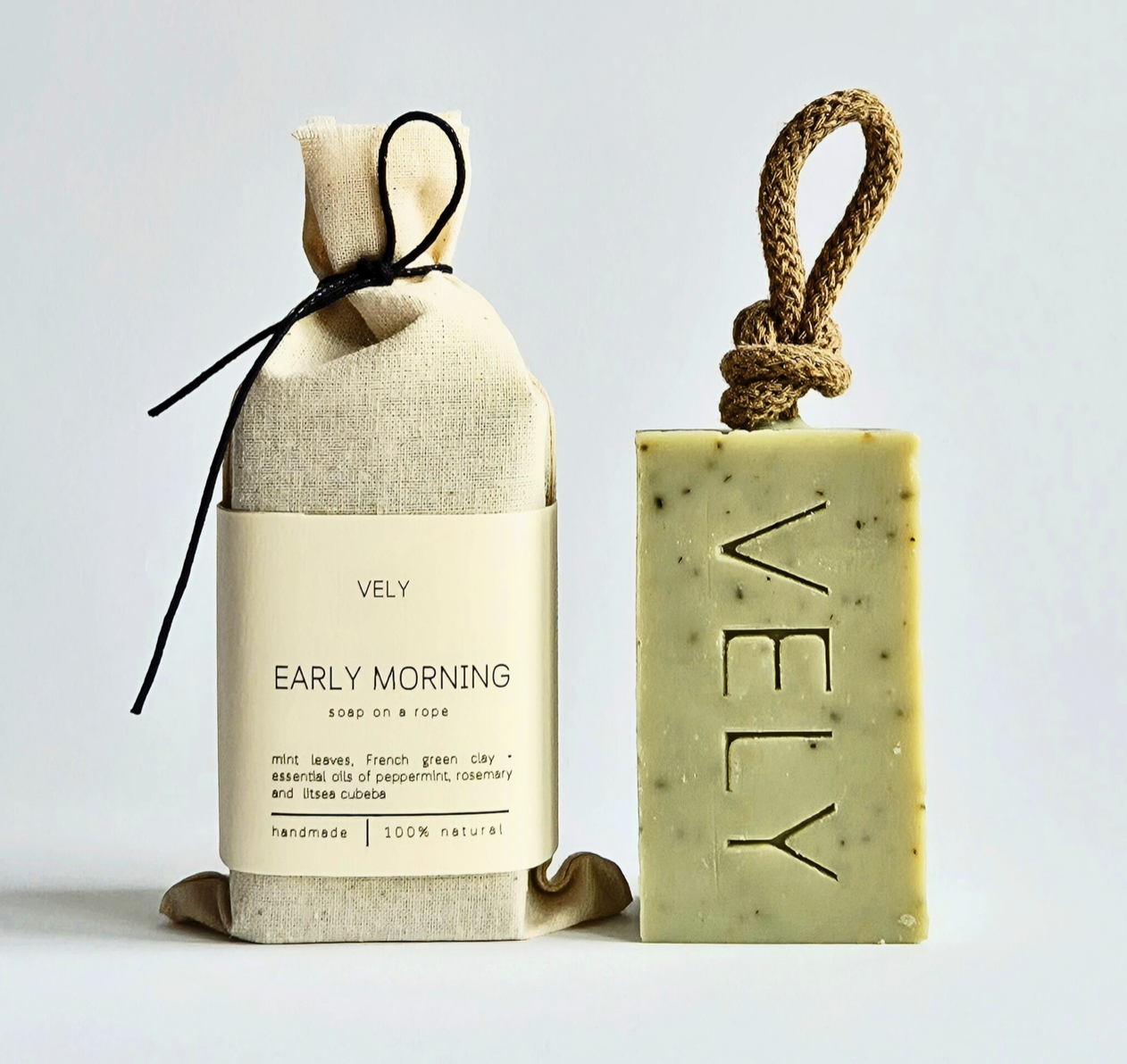 The Vely Soapery - Natural Handmade Soap On A Rope "Early Morning"