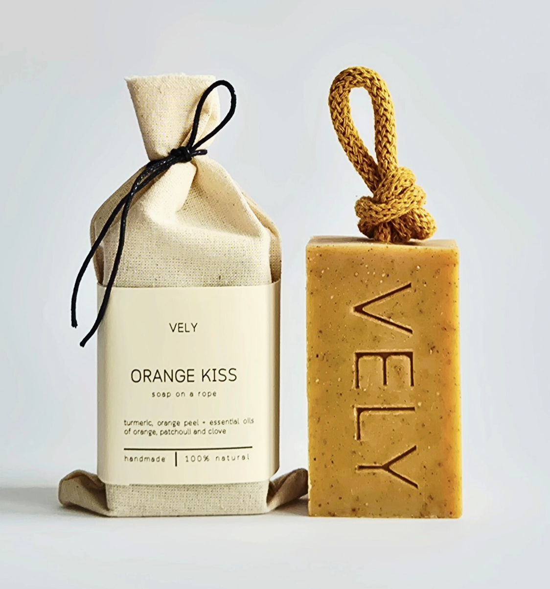 The Vely Soapery - Natural Handmade Soap On A Rope "Orange Kiss"