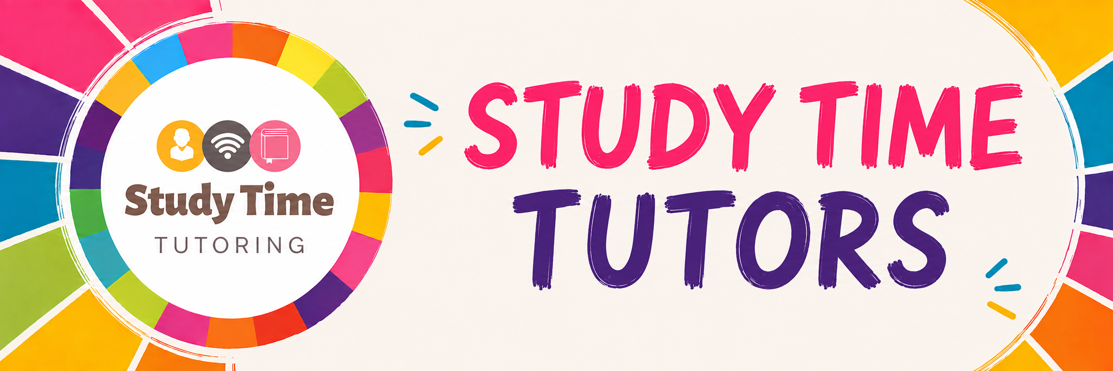 Study Time Tutors with the colourful Study Time Tutoring rainbow-ring logo.