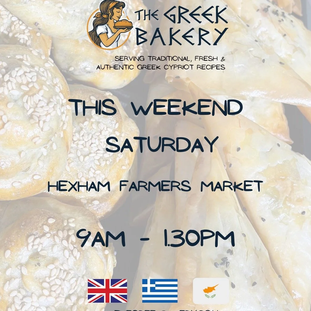 Come and see us at Hexham Farmers Market tomorrow, we will be there come rain or shine. Can't wait to see you all and serve you some Greek treats. #thegreekbakeryuk #market #bakery #hexhamfarmersmarket #greek #food