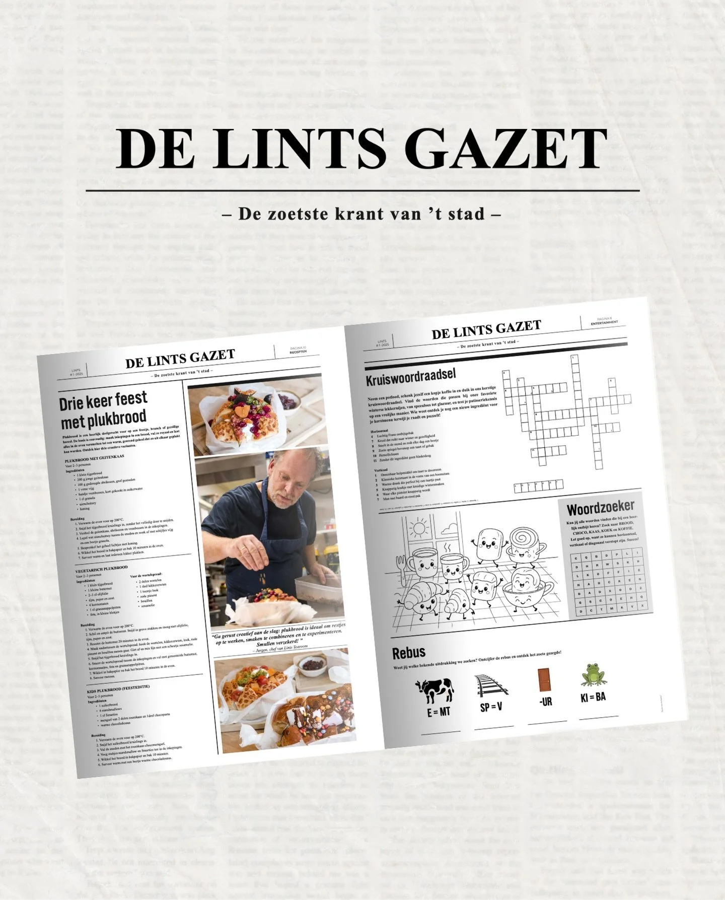 Heb jij onze Lints gazet al ontdekt? 🗞️ Neem ze gerust mee tijdens jouw volgende bezoek aan Lints en ontdek verschillende zoete verhalen, heerlijke receptjes en leuke spelletjes 📰