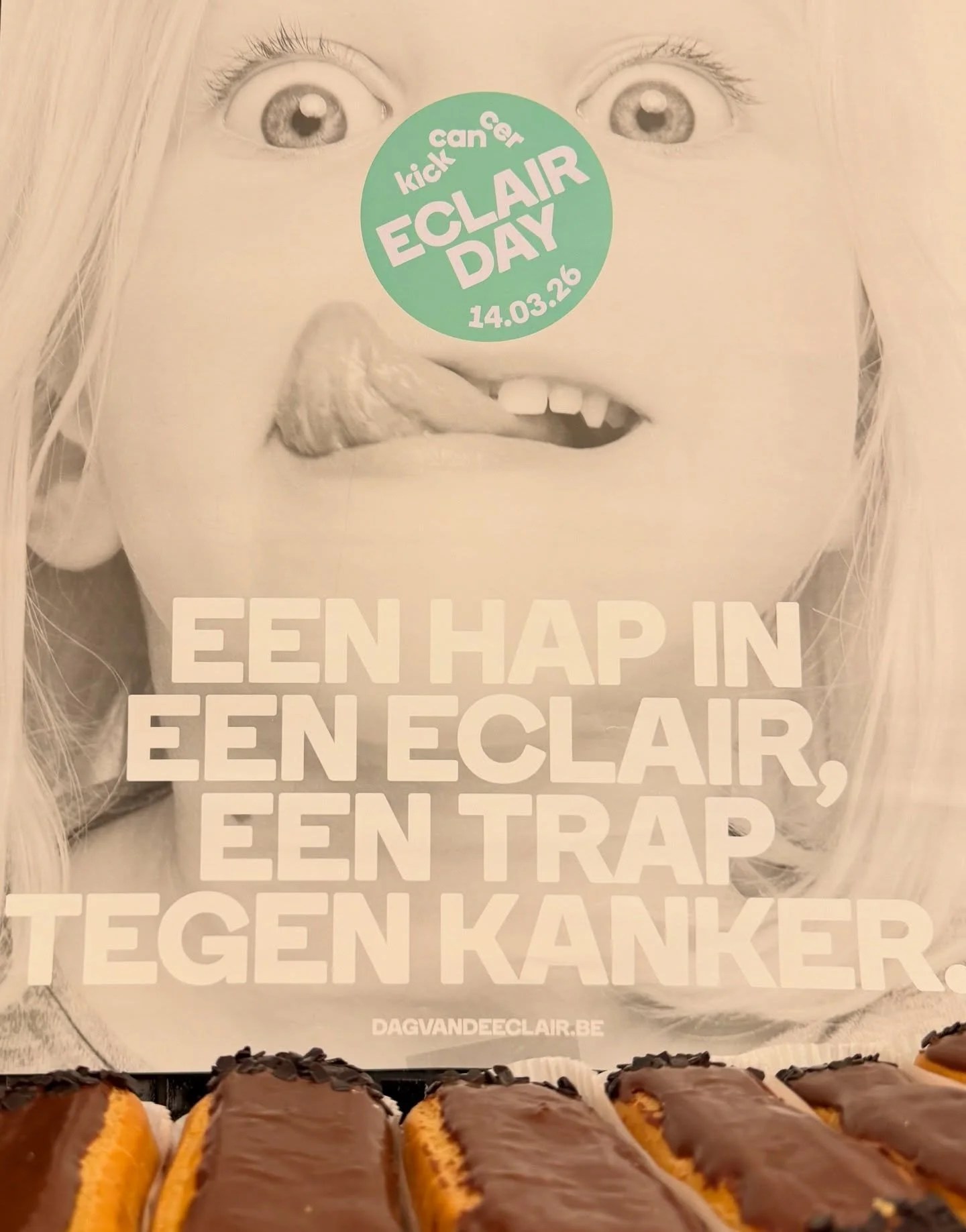 Aftellen naar 14 maart, want dan kan jij samen met ons &eacute;clairekes eten ten voordele van @kickcancerbelgium 💖
Kies die dag jouw favoriete &eacute;clair, smullen maar! 🤗 En wij storten 100% van het bedrag die dag door naar @kickcancerbelgium 

