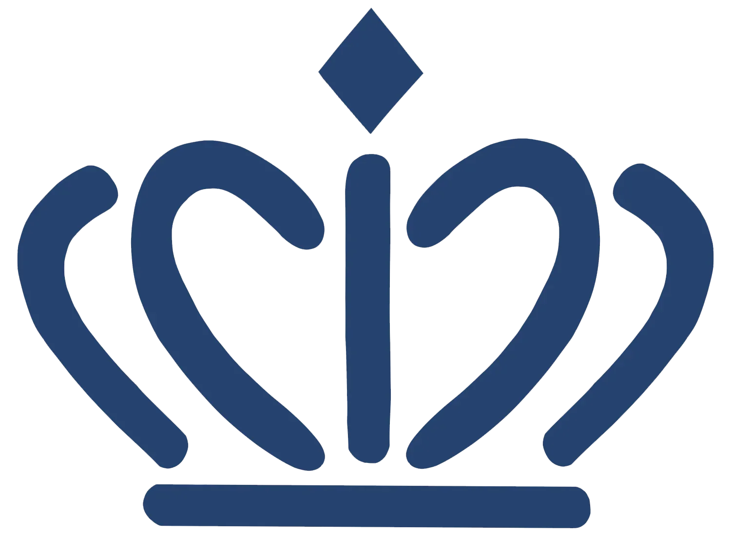 The logo features a stylized heart shape with a small diamond shape above it, all in navy blue.