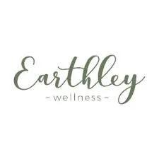 Earthley Wellness logo with cursive text and a minimalist design